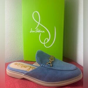 NWT ...WOMENS SAM EDELMAN LIGHT BLUE SUEDE MULES